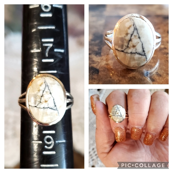 Genuine White Buffalo Turquoise Ring Size 8 - Picture 8 of 8